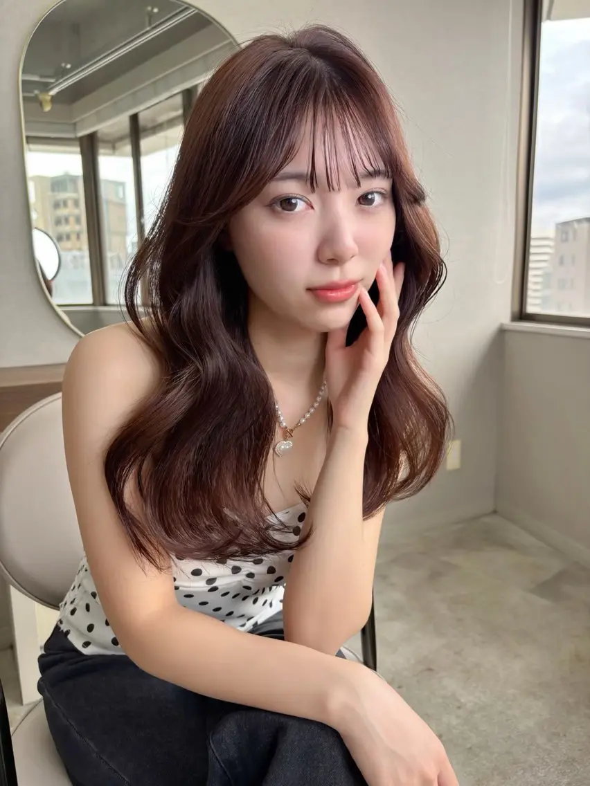 ロング カラー 韓国風ヘア レイヤーカット カット ヘアカラー トリートメント 藤野 結衣のヘアスタイル