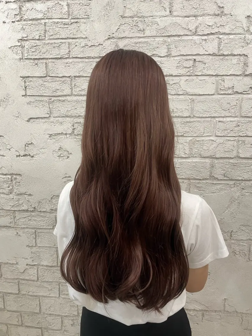 ロング カラー ブリーチ ブラウンカラー ピンクカラー ピンクブラウン メイク指名NO1りこ カットモデル募集中のヘアスタイル