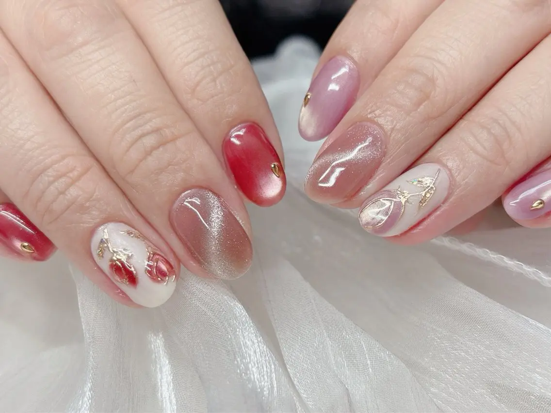 ネイル フラワーネイル 持ち込み Nail •Head スパFortunaのネイルデザイン