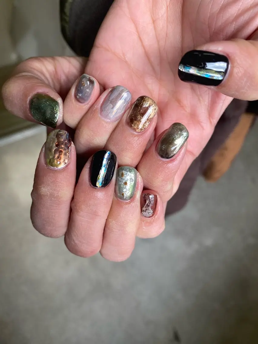 ネイル ジェルネイル マグネットネイル 持ち込み ニュアンスネイル ワンカラーネイル ハンドネイル 草加ニュアンスネイル 🌚hersのネイルデザイン