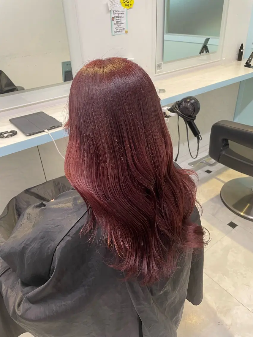セミロング カラー ヘアアレンジ 🇰🇷韓流暖色ヘア 🍒saaya🍒のヘアスタイル