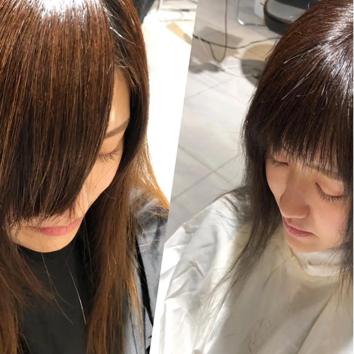 セミロング パーマ 顔周りカット 田中 アキオのヘアスタイル