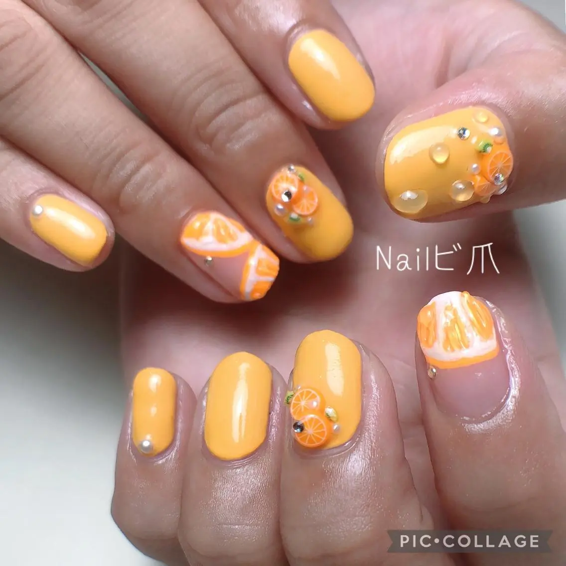ネイル オレンジ Nail ビ爪のネイルデザイン