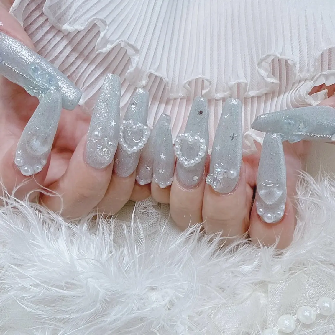 ネイル ブルー 韓国ネイル ワンホンネイル ハンドネイル Nail lieNのネイルデザイン