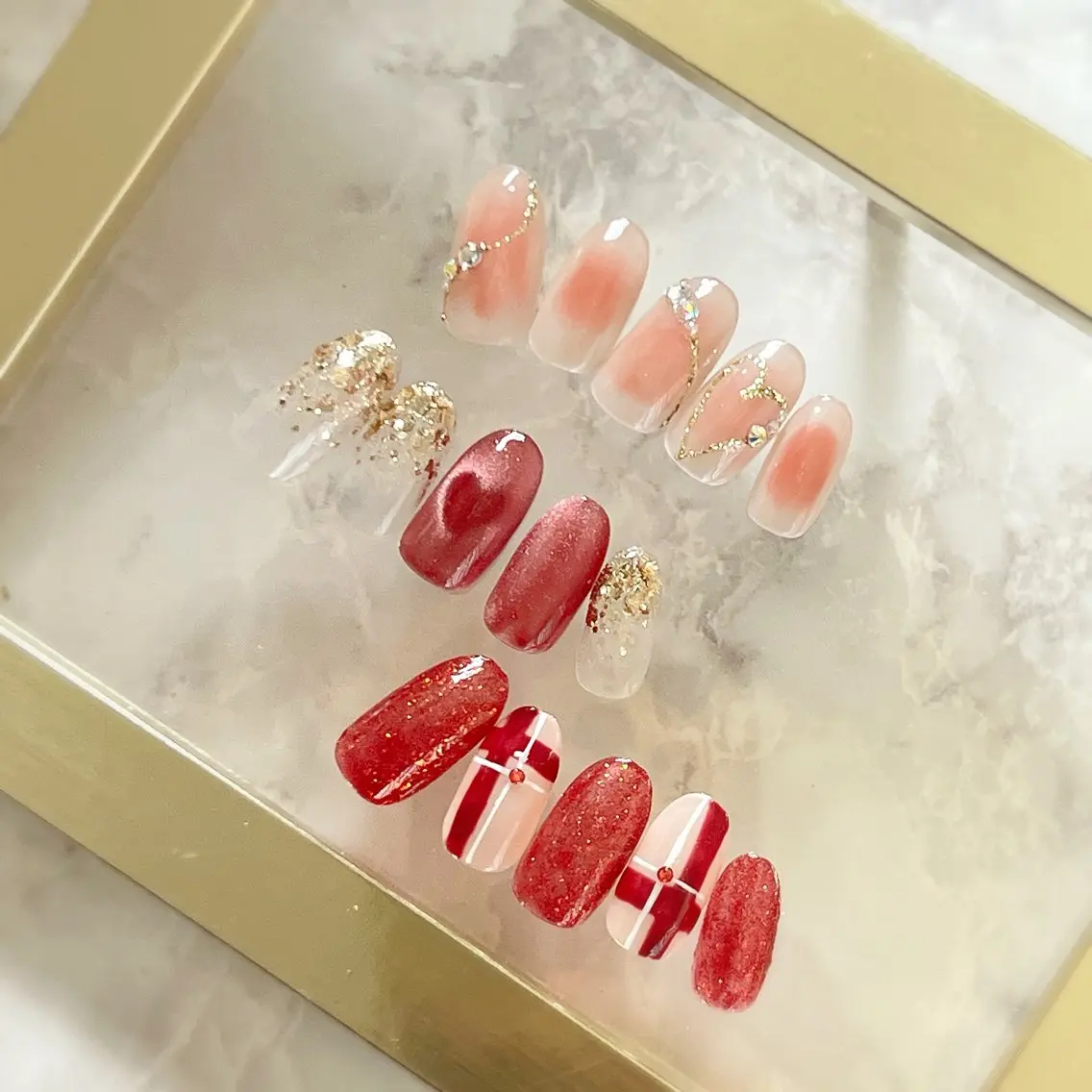 ネイル チークネイル ハート マグネットネイル ハンドネイル nail salon Regaosのネイルデザイン