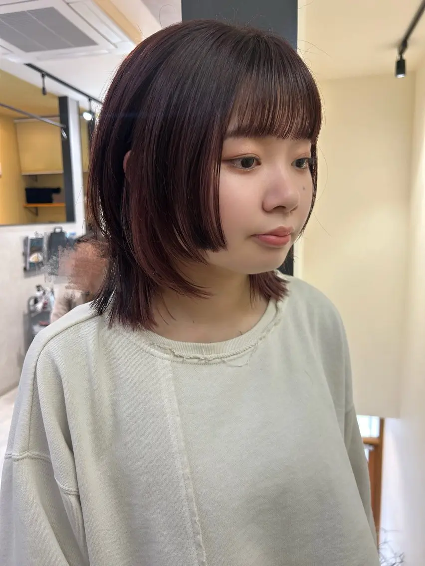 ミディアム カラー ベージュカラー ブリーチ インナーカラー ピンクカラー ピンクベージュ カット ヘアカラー トリートメント hubhair レイヤー/透明感のヘアスタイル