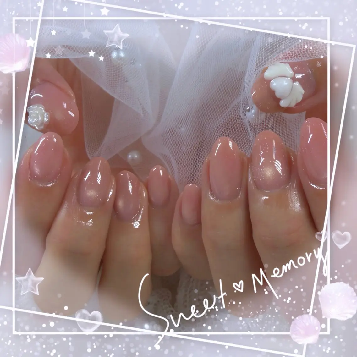 ネイル チークネイル フレンチネイル ガーリー ガラスフレンチ グラデーション ハンドネイル ハンドケア Chill Nailsalonのネイルデザイン