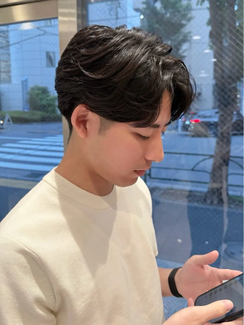 ショート パーマ ヘアアレンジ メンズ メンズパーマ ニュアンスパーマ カット パーマ ✨レイヤー/ 透明感カラー✨冨永剛のヘアスタイル
