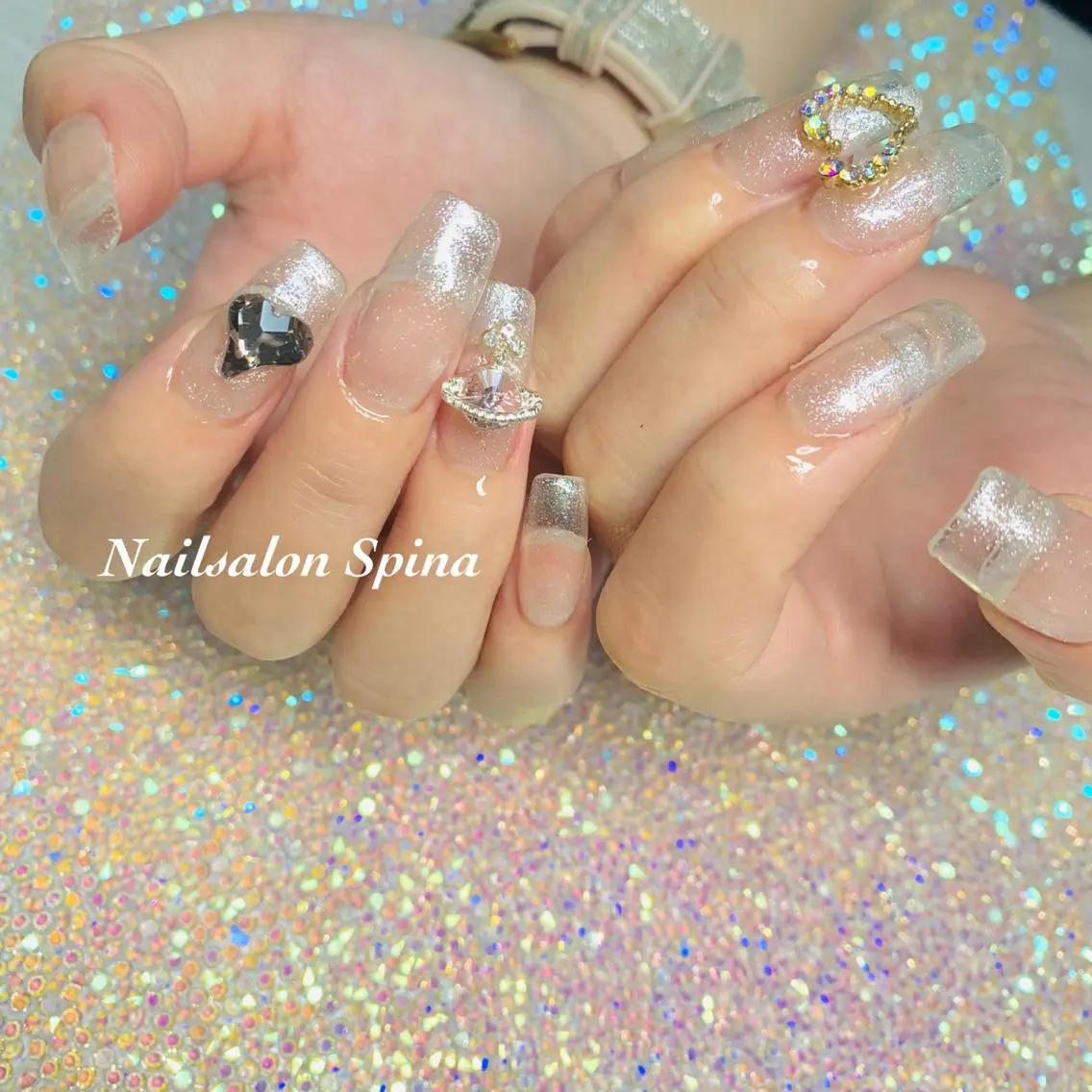 ネイル ジェルネイル ハート ラメ(グリッター) マットネイル パラジェル Nail&Eye Spina 琴美のマツエク・マツパデザイン