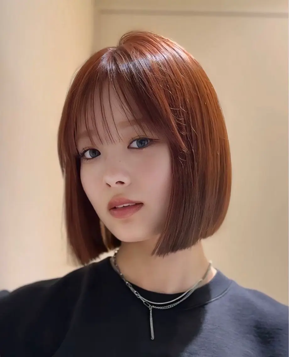 ミディアム ヘアカラー トリートメント けいし🐬ボブ 美髪縮毛矯正のヘアスタイル