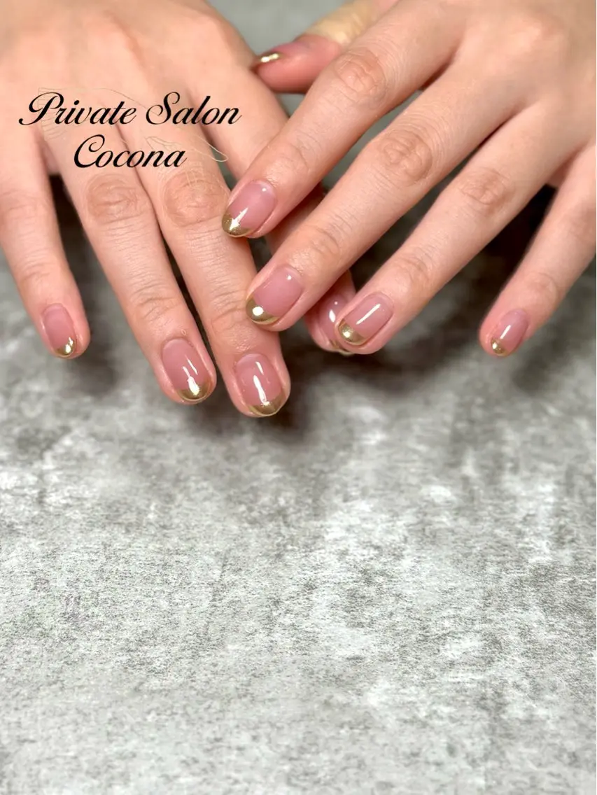 ネイル フレンチネイル ミラーネイル プライベートサロン nailcoconaのネイルデザイン
