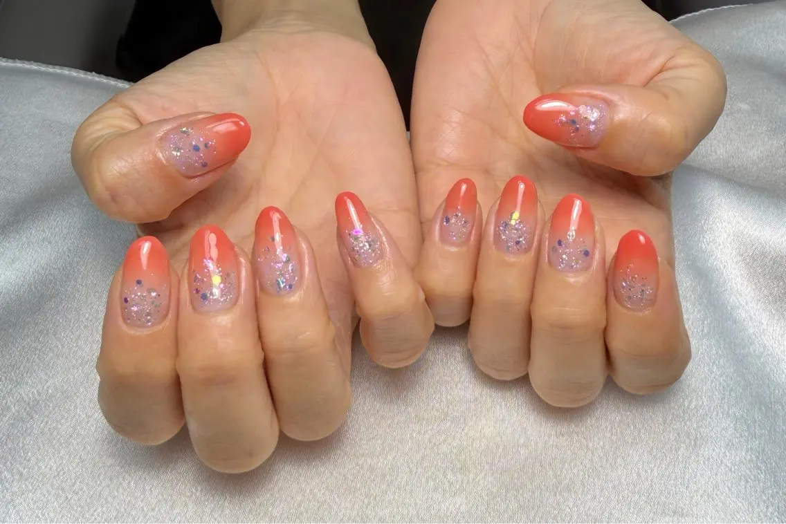 ネイル グラデーション オレンジ 夏ネイル ハンドネイル BONNIE NAILのネイルデザイン