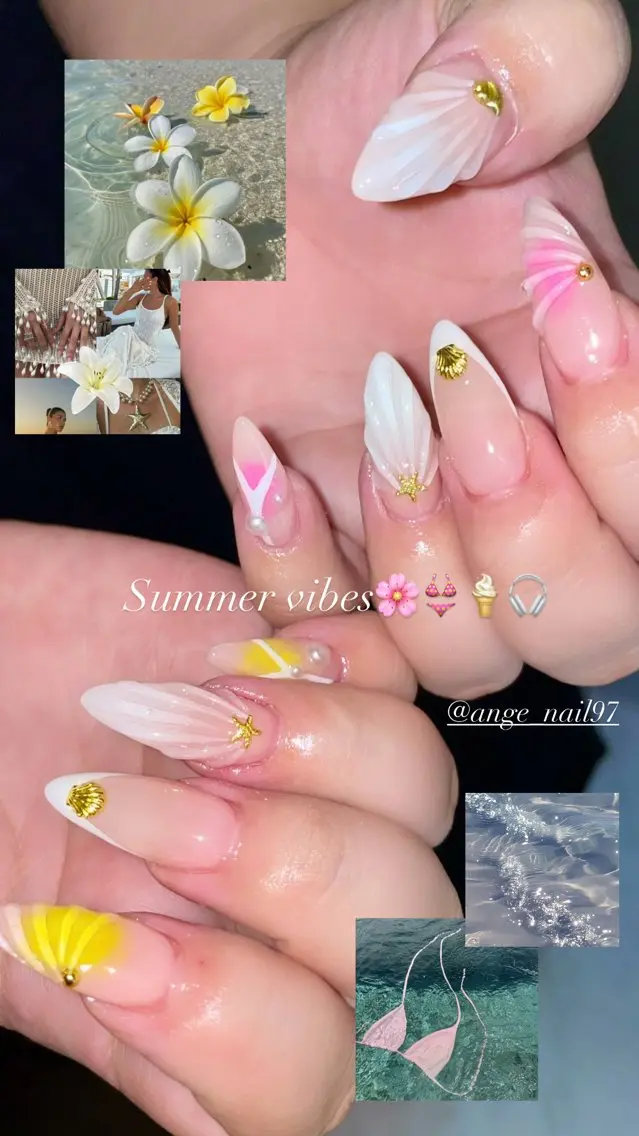 ネイル フラワーネイル ロングネイル スカルプネイル 夏ネイル ハンドネイル Nail salon 🎀Angeのネイルデザイン