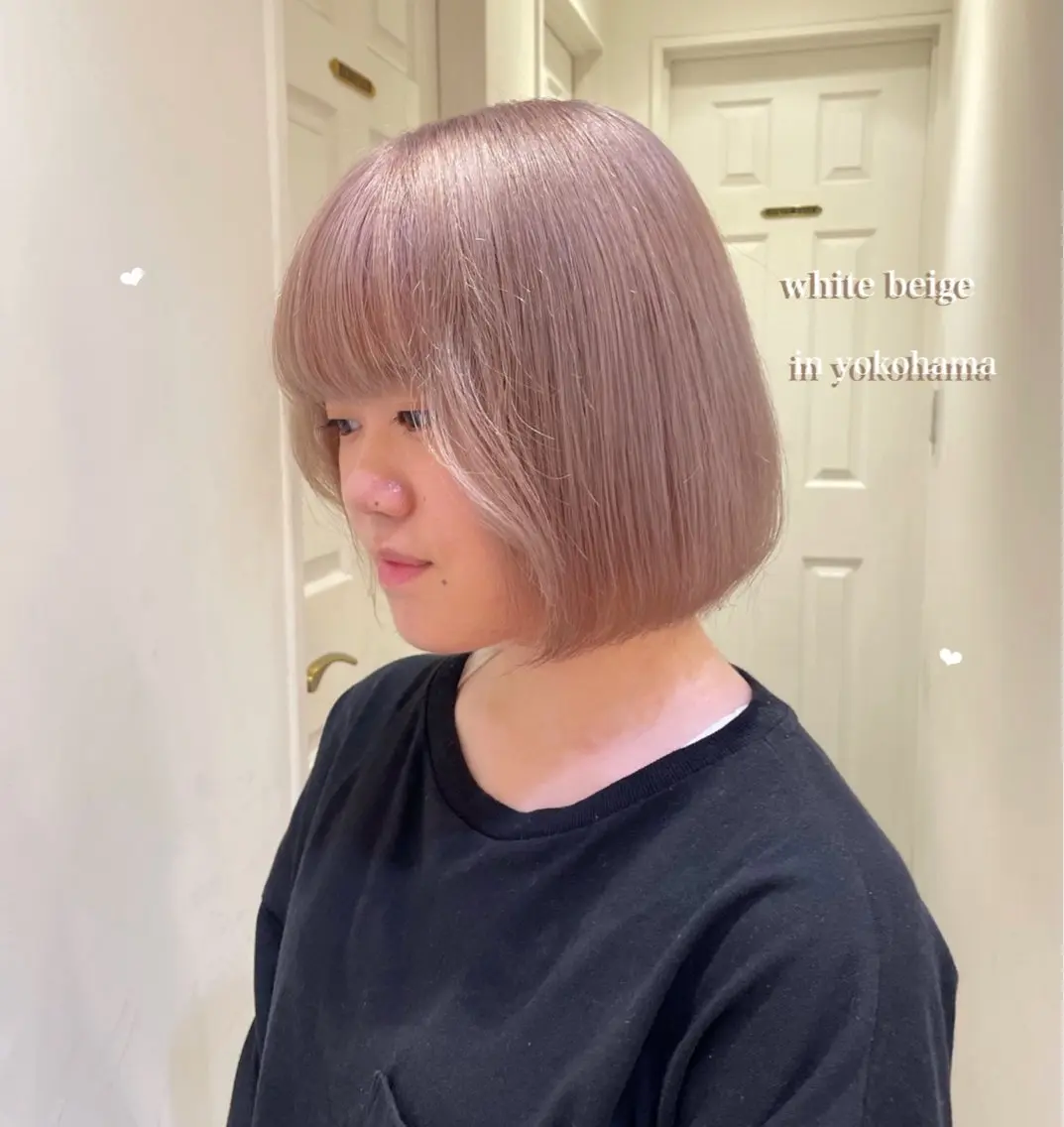 ミディアム カラー ベージュカラー ブリーチ ブロンド ヘアカラー シールエクステ横浜 🐏☁️miminaのヘアスタイル
