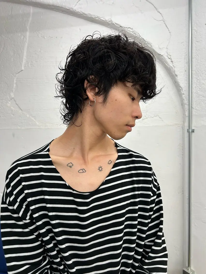 ミディアム ミディアムパーマ カット パーマ 中西 遥聖のヘアスタイル