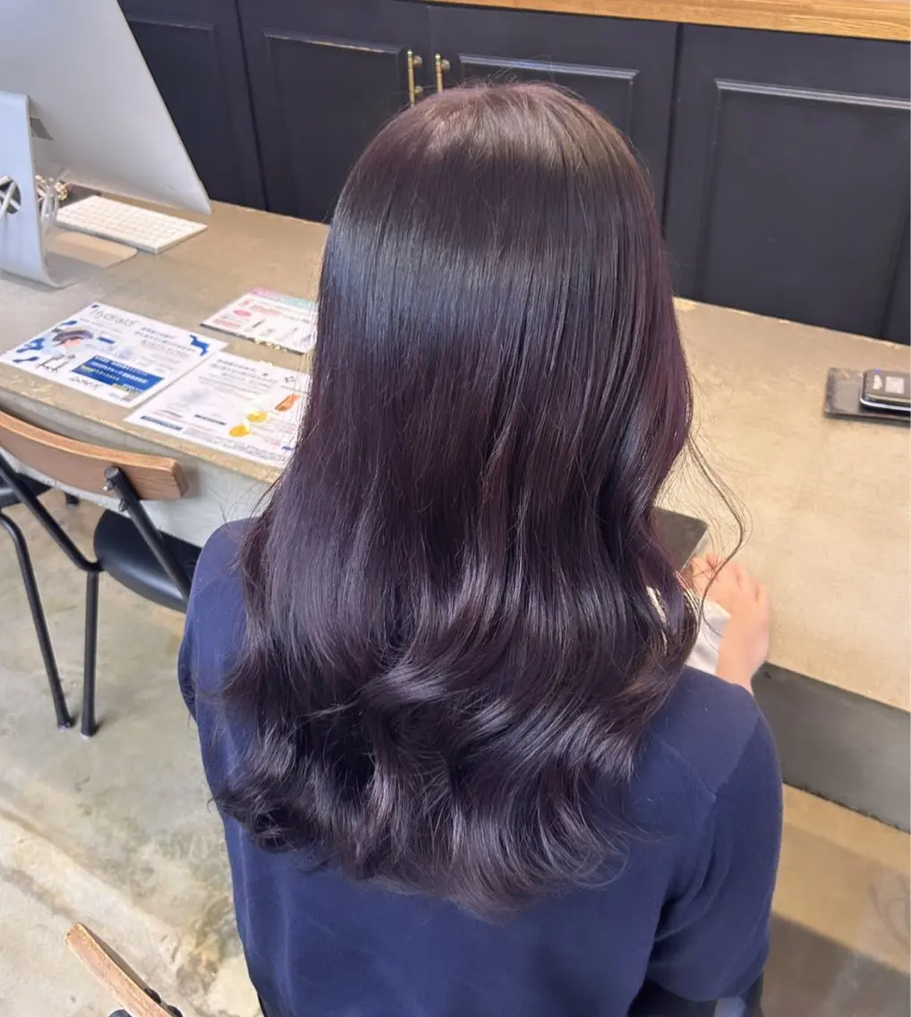 ロング カラー ヘアカラー トリートメント 🌷ラベンダーピンク 顔まわり🌷ねいろのヘアスタイル