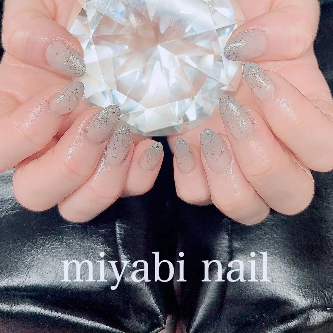 ネイル クリアネイル ジェルネイル グラデーション ラメ(グリッター) シルバー ハンドネイル miyabi nail 桂川駅近くのネイルデザイン