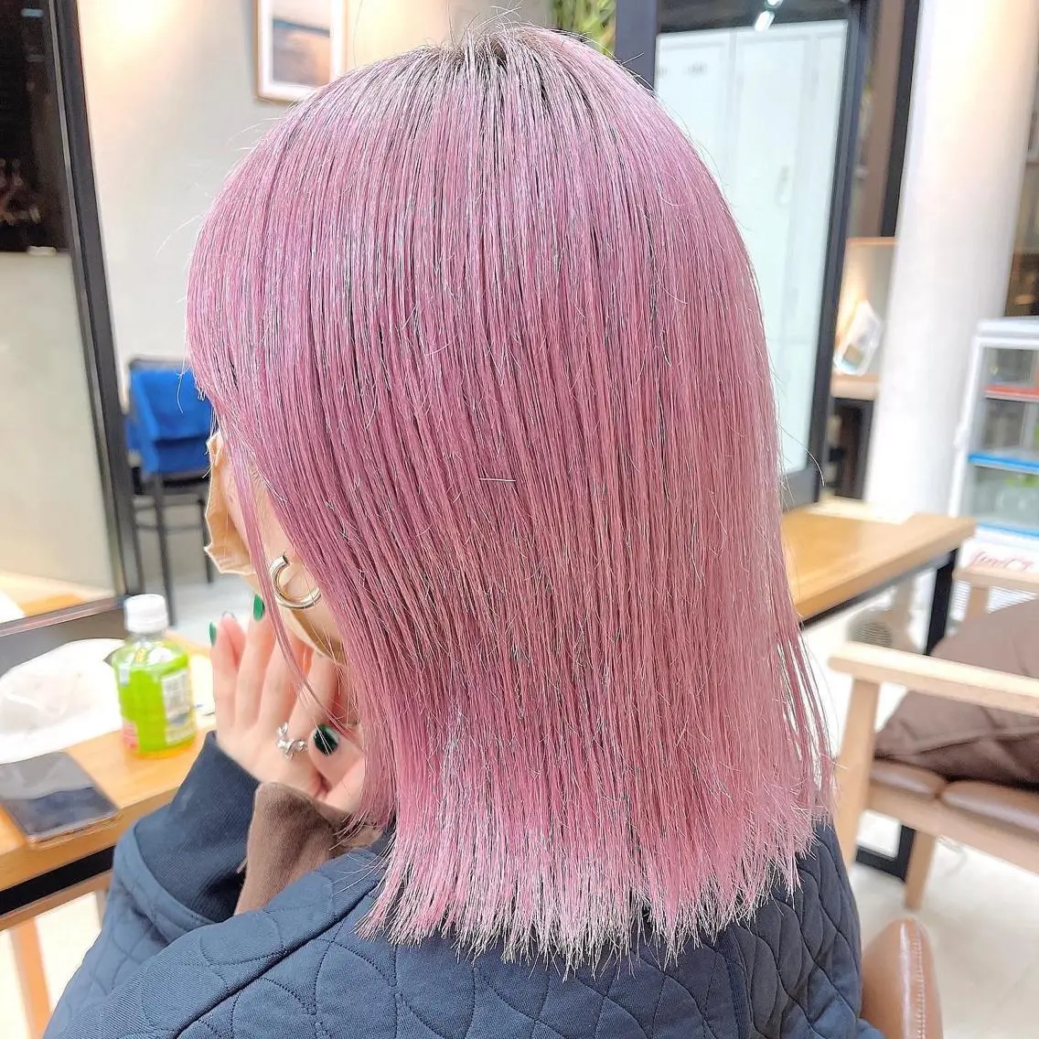 セミロング カラー ブリーチ ピンクカラー 似合わせショート×透 明感/やじまたかしのヘアスタイル