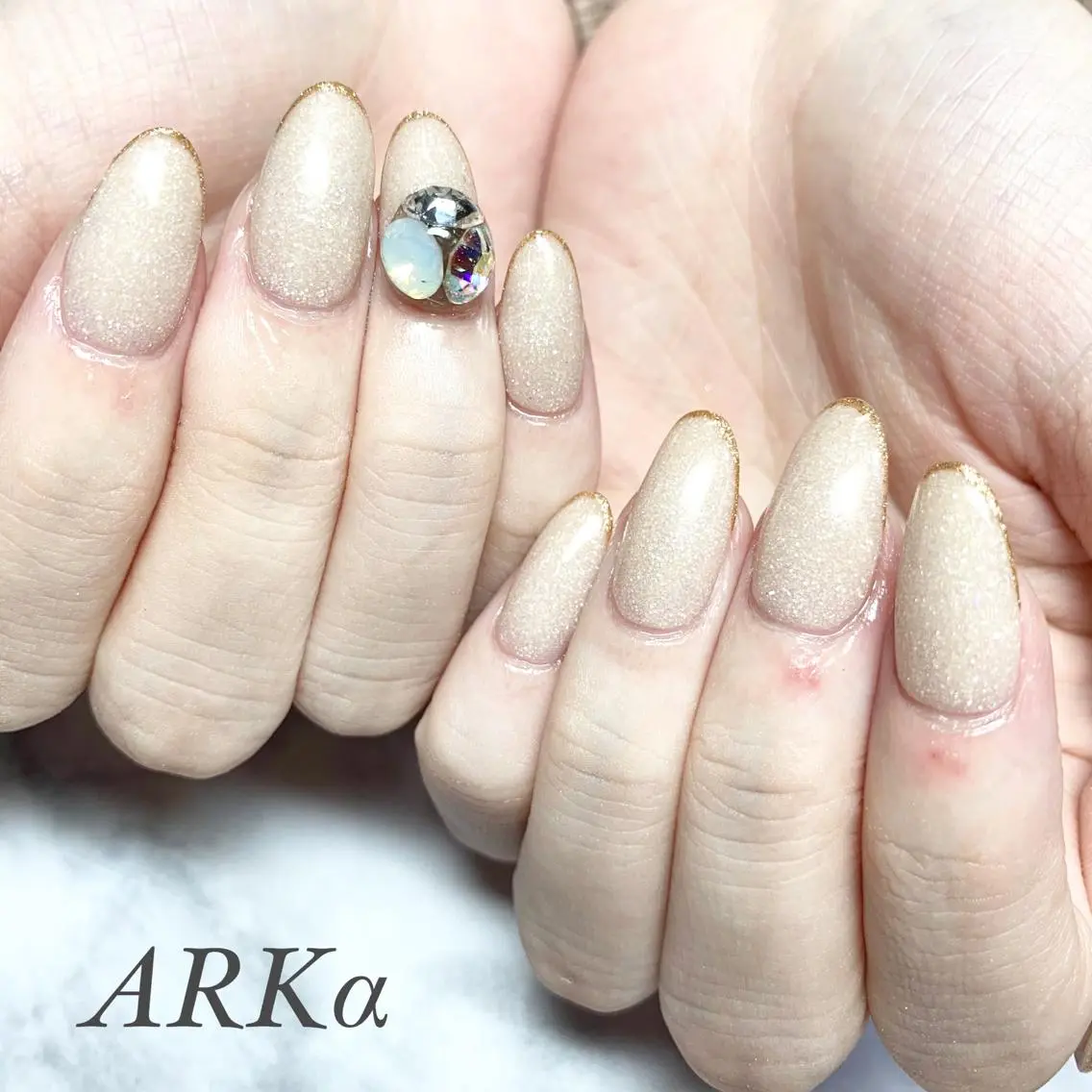 ネイル ラメ(グリッター) ストーンネイル ハンドネイル Nailsalon ARKαのネイルデザイン