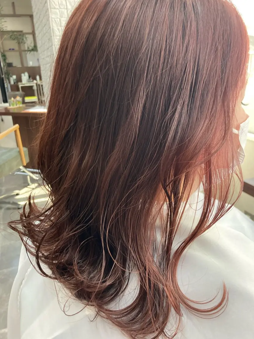 セミロング カラー ブラウンカラー ピンクカラー ピンクブラウン 大澤 美樹 💇♀️店長のヘアスタイル