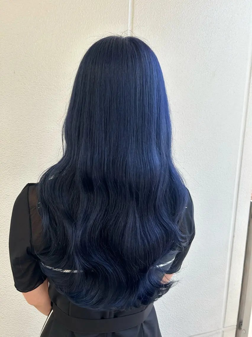 ロング カラー ヘアアレンジ ブルーカラー ネイビーカラー 《暖色/韓国hair 》🇰🇷桑原ユキネのヘアスタイル