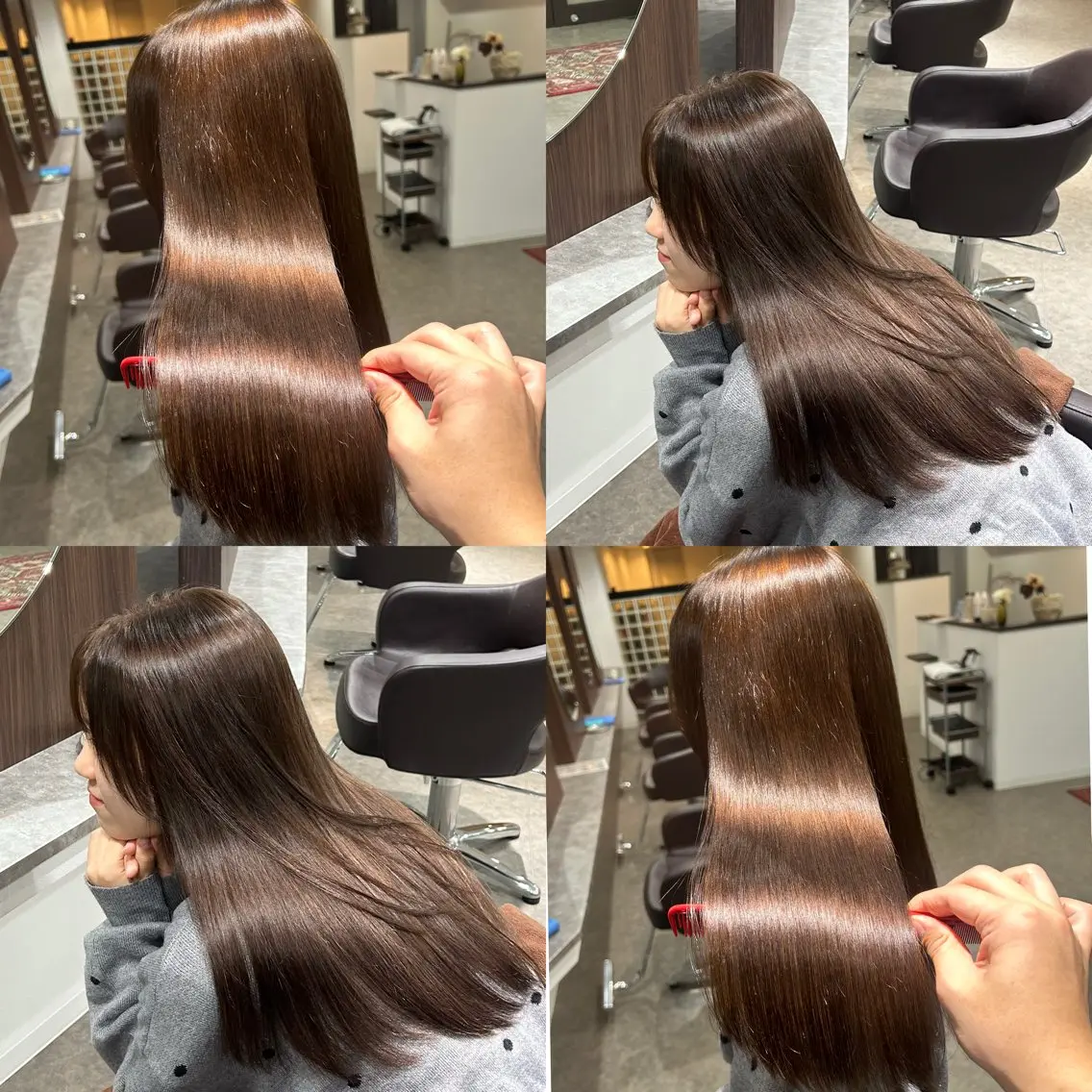 ロング カット 縮毛矯正 トリートメント タナカ レイヤのヘアスタイル