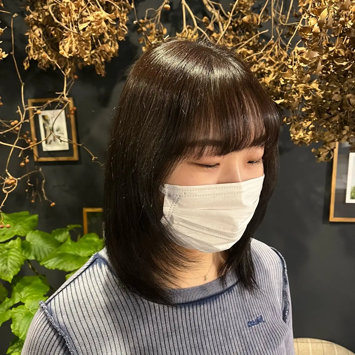 ミディアム カラー ブリーチ ラベンダーカラー ブリーチなしカラー 岸本 まほのヘアスタイル
