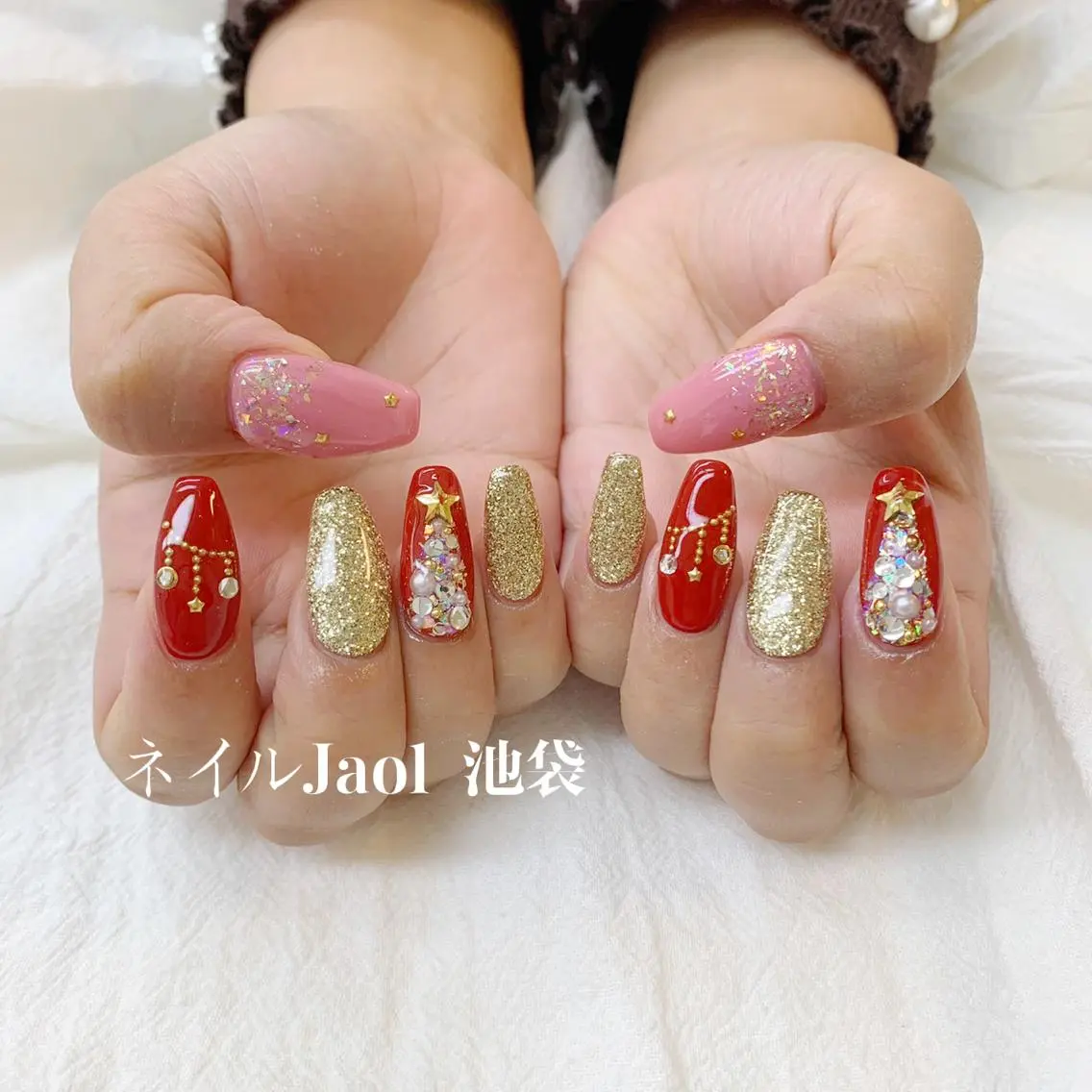 ロング クリスマス ネイルJaol 池袋のネイルデザイン