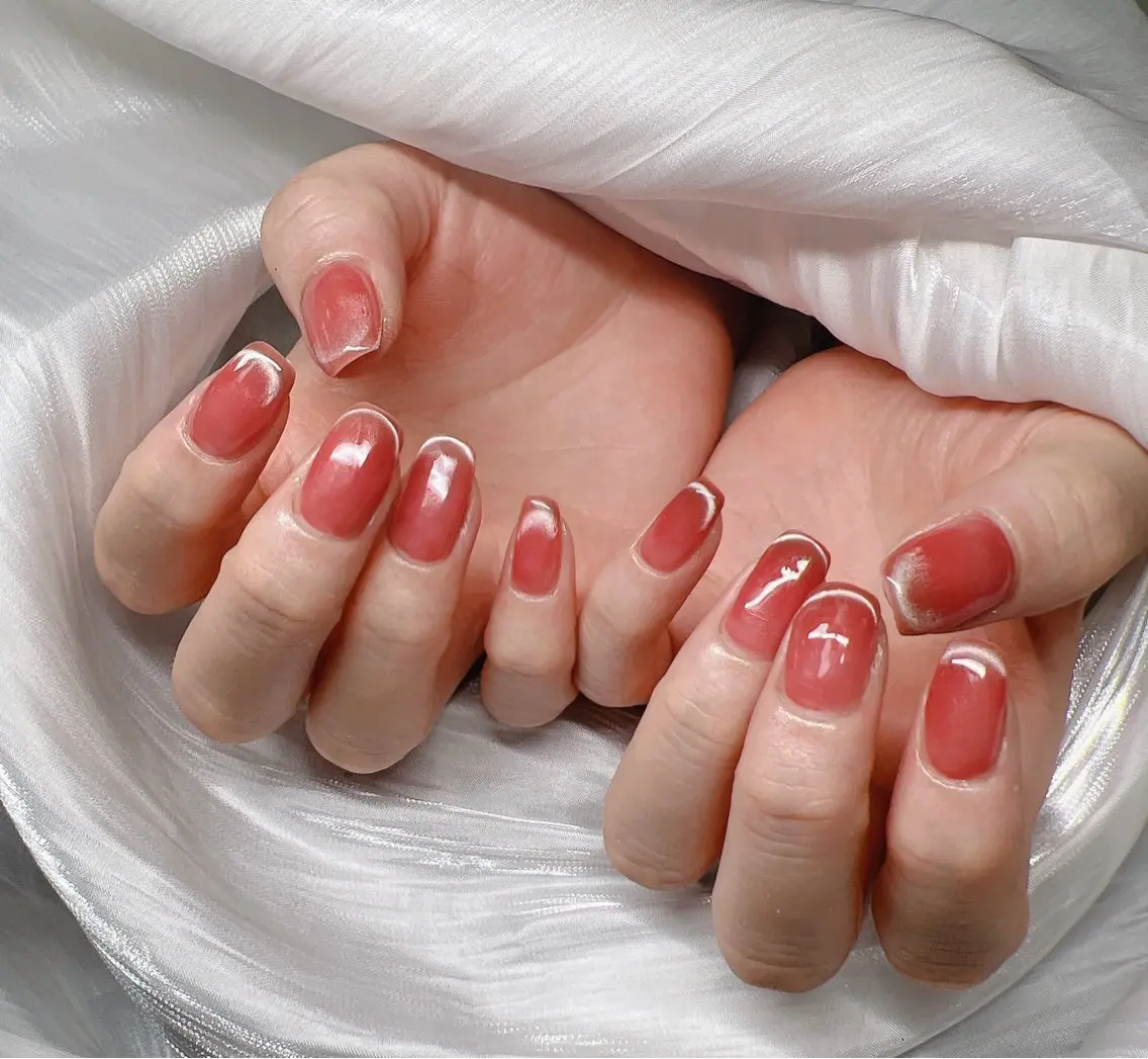 ネイル 長さ出し グラデーション 卒業式 キラキラネイル マグネットネイル ハンドネイル Lee Nailsのネイルデザイン