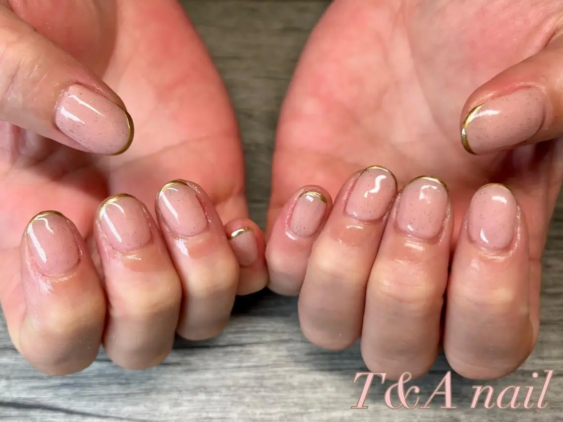 ショート ネイル 長さ出し ジェルネイル ニュアンスネイル オフィスネイル ピンク T&A nailのネイルデザイン