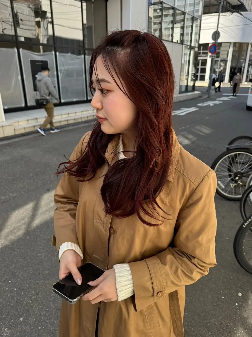 セミロング カラー ヘアアレンジ ダブルカラー ヘアカラー ミワ ハナのヘアスタイル