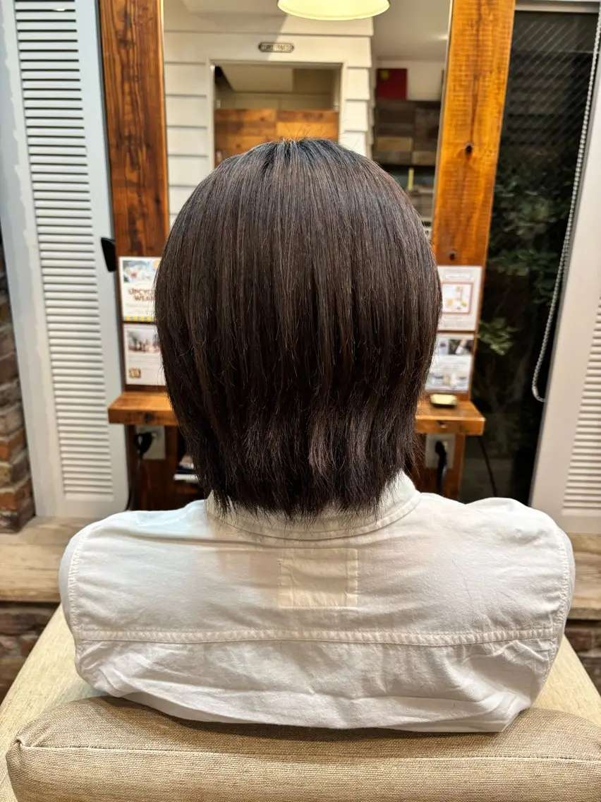 ミディアム 縮毛矯正 逗子🫧透明感カラー しゅんやのヘアスタイル