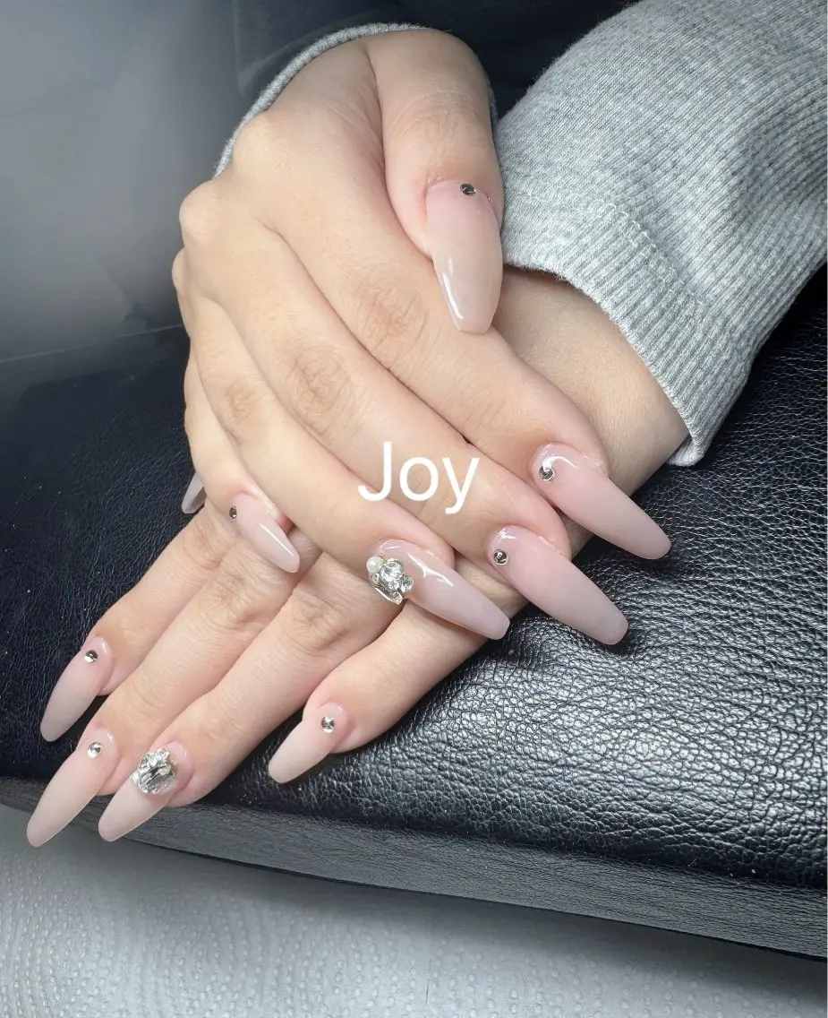 ネイル 長さ出し ジェルネイル シンプルネイル ストーンネイル Nail Salon JOYのネイルデザイン