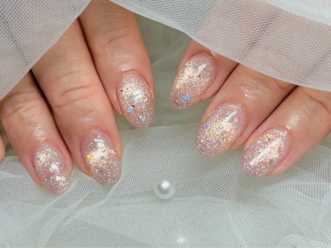 ネイル オーロラネイル フラッシュネイル ホログラムネイル キラキラネイル ラメ(グリッター) ハンドネイル nail patio hinaのネイルデザイン