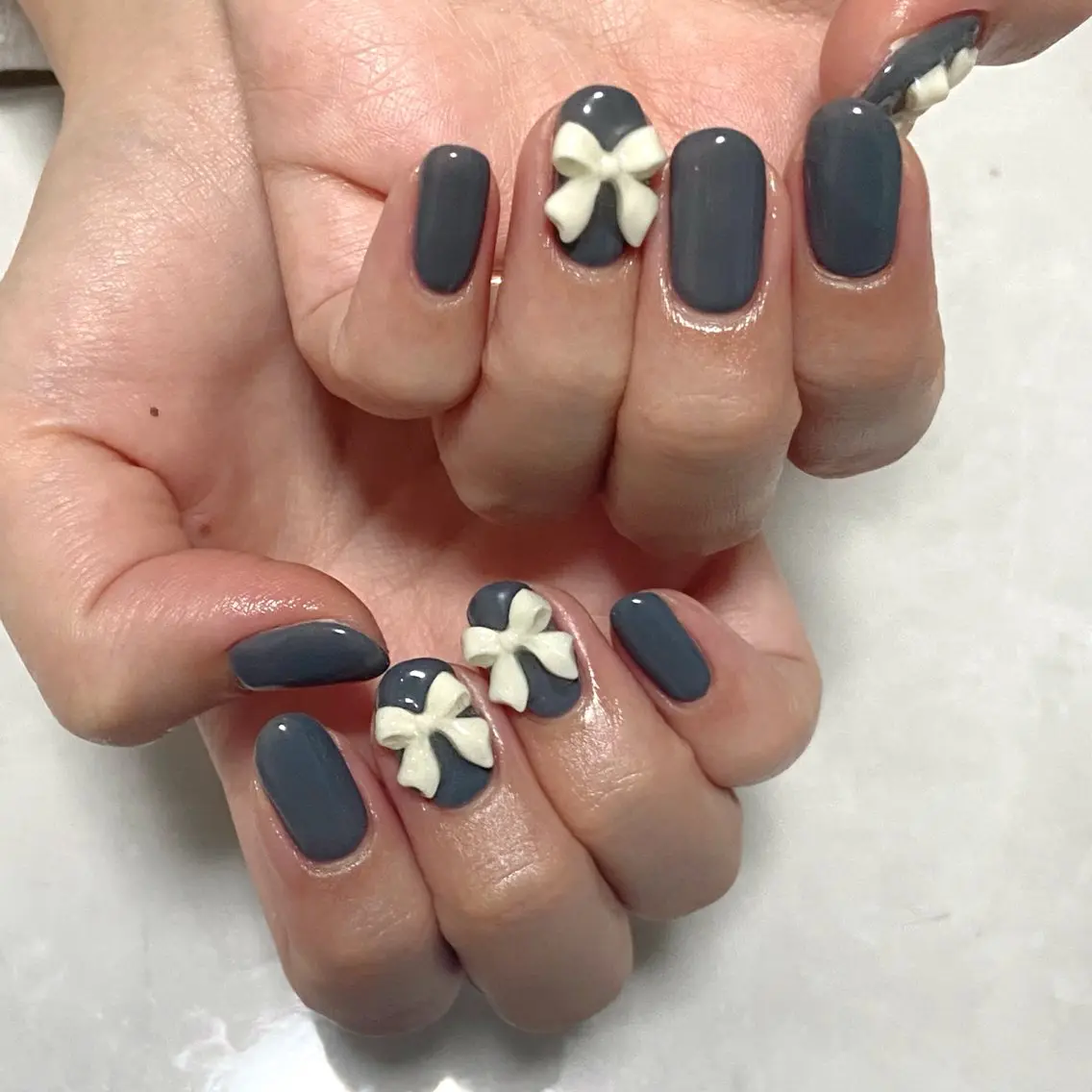 ネイル リボン ハンドネイル nail salon MARuのネイルデザイン