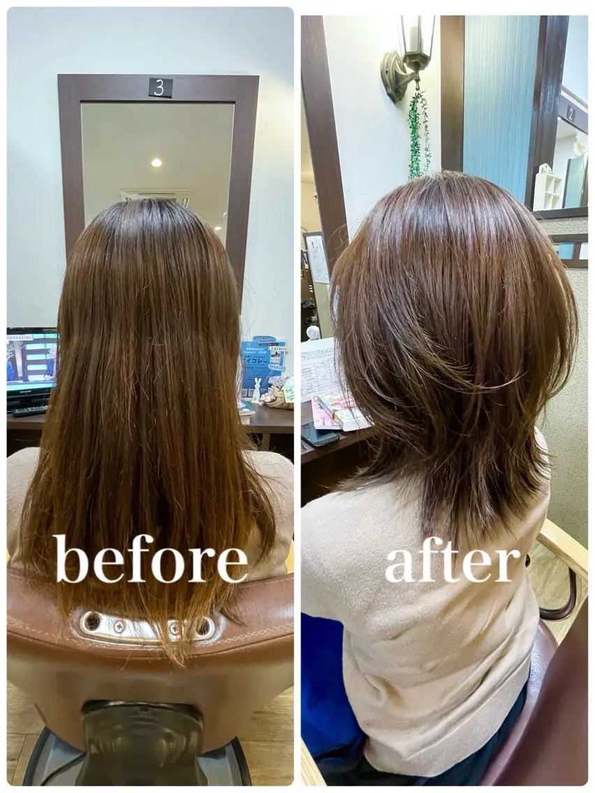 ミディアム くびれヘア レイヤーカット 外ハネヘア 多田 優香のヘアスタイル