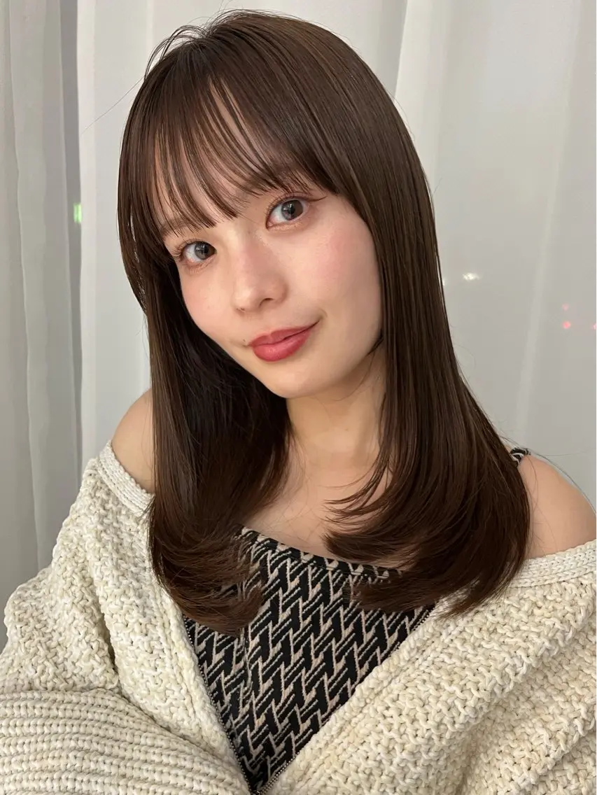 カット+ストレートパーマ+超音波ケアトリートメント🤍の写真