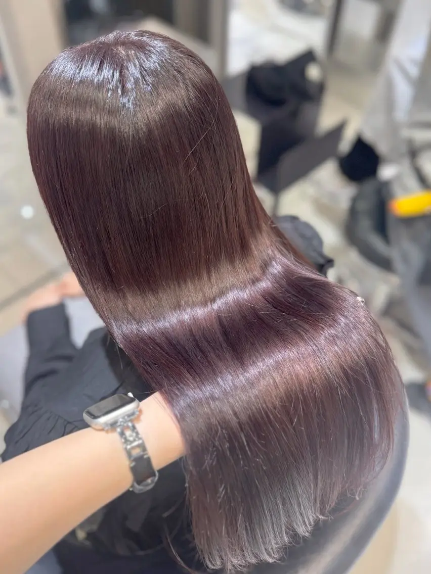 セミロング カラー ヘアカラー トリートメント 🐈⬛カチモリ/暖 色/𝐌𝐢𝐤𝐮のヘアスタイル