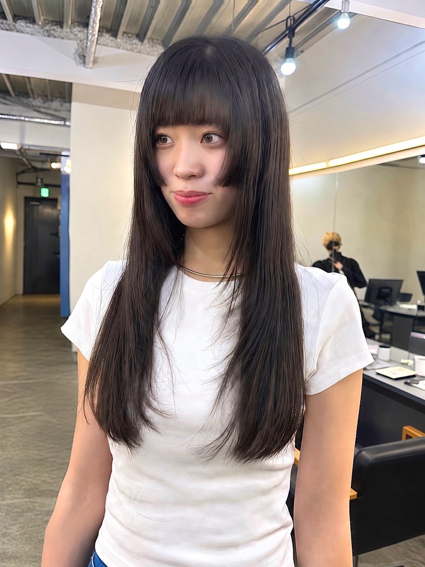ロング カラー カット ヘアカラー トリートメント 🪡韓国レイヤー/ 艶髪カラー/菊池🪡のヘアスタイル