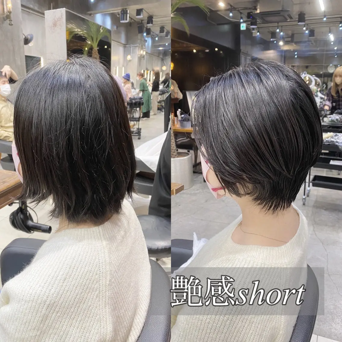 ショート カラー 黒髪 ブルーカラー ブルーブラック ショートヘア カット ヘアカラー トリートメント 透明感カラー🌿 グレージュ🐺陽介のヘアスタイル
