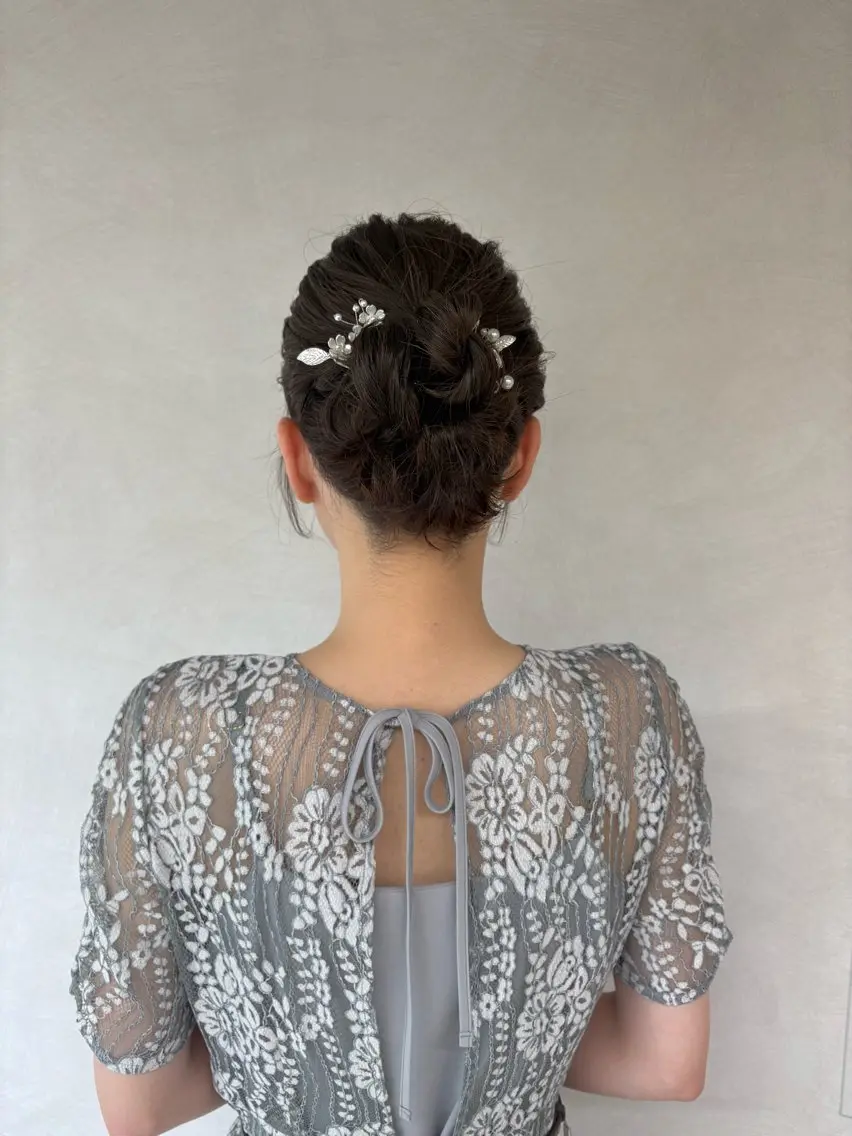 ミディアム ヘアアレンジ お団子ヘア ヘアセット ヘアセット/眉毛カッ ト/Nana〻のヘアスタイル