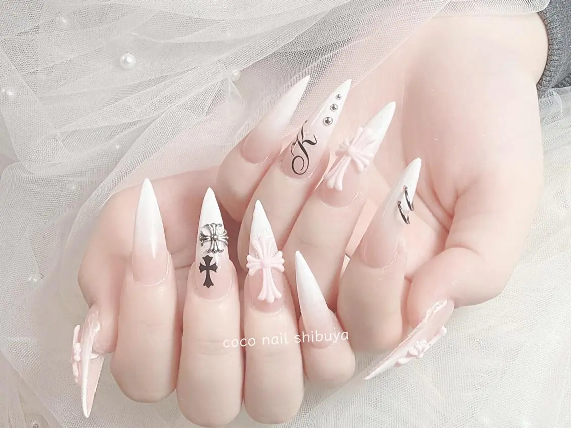 ネイル 成人式 大理石ネイル(マーブル) リボン 夏ネイル ネイルチップ ハンドネイル Min Coco nailのネイルデザイン