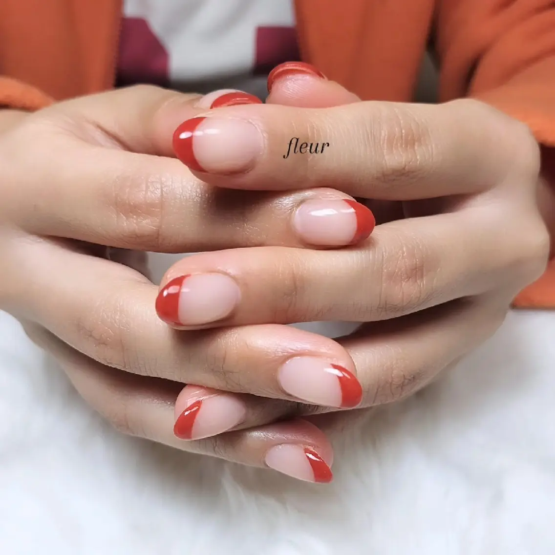 ネイル フレンチネイル 赤色 megumi. sのネイルデザイン