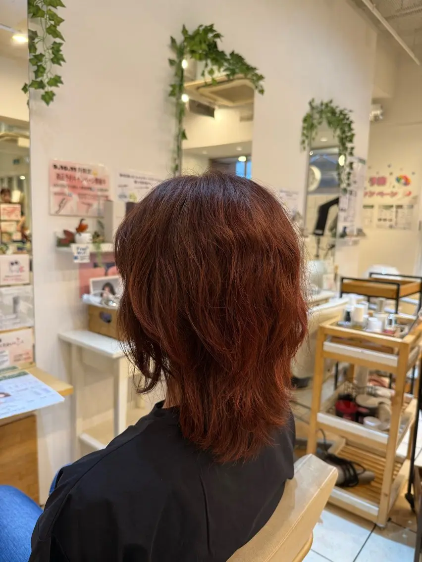 ミディアム パーマ ミディアムパーマ ウルフカット 中野 亮のヘアスタイル