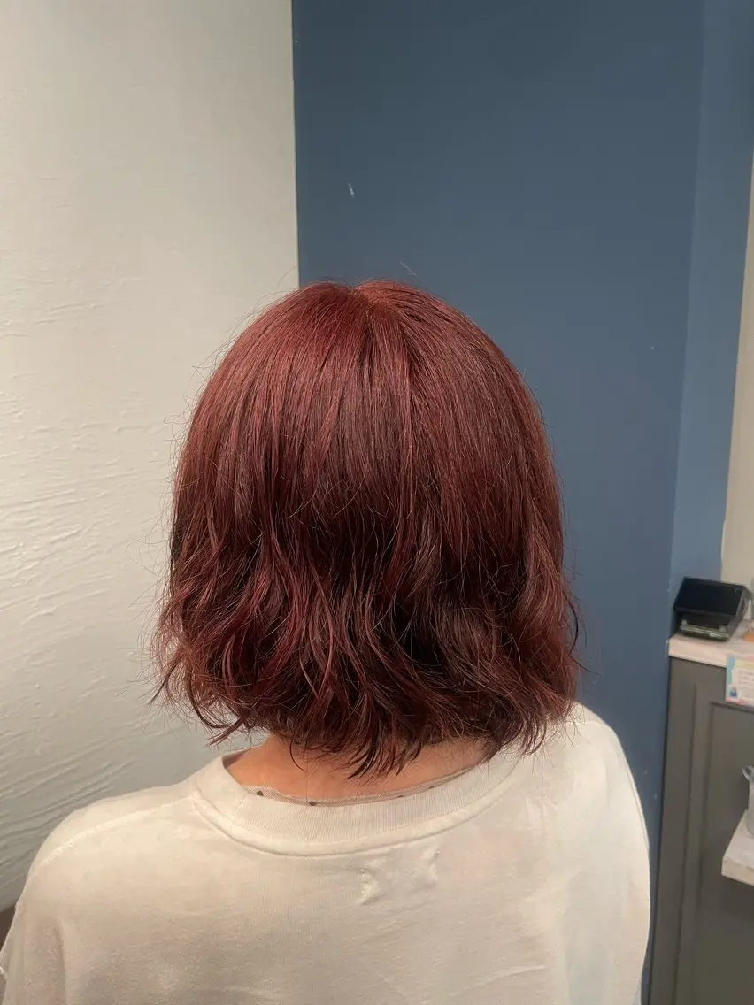カラー パーマ ブリーチ ダブルカラー ブリーチなしカラー オレンジ オレンジピンク noda komiのヘアスタイル