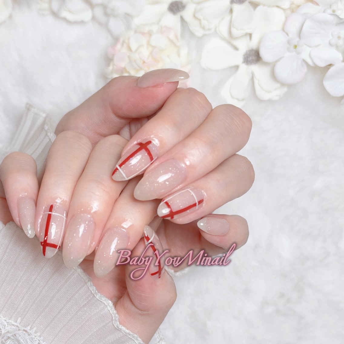 ネイル オーロラネイル チークネイル 成人式 フットネイル フレンチネイル ハンドネイル BabyYouMi nailのネイルデザイン