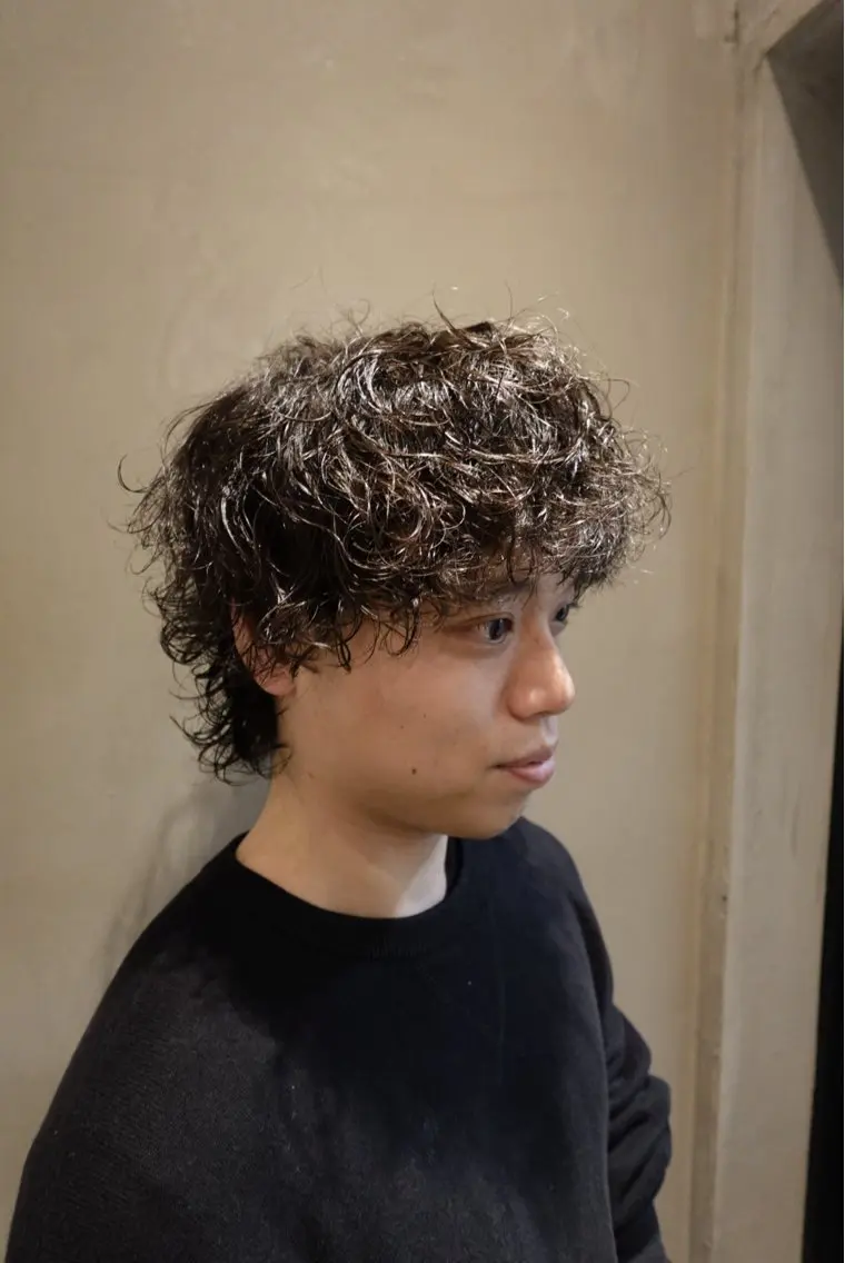 パーマ メンズ メンズパーマ スペインカール ニュアンスパーマ カット パーマ シャドウ/フェザー/ パーマ/新宿/和真のヘアスタイル