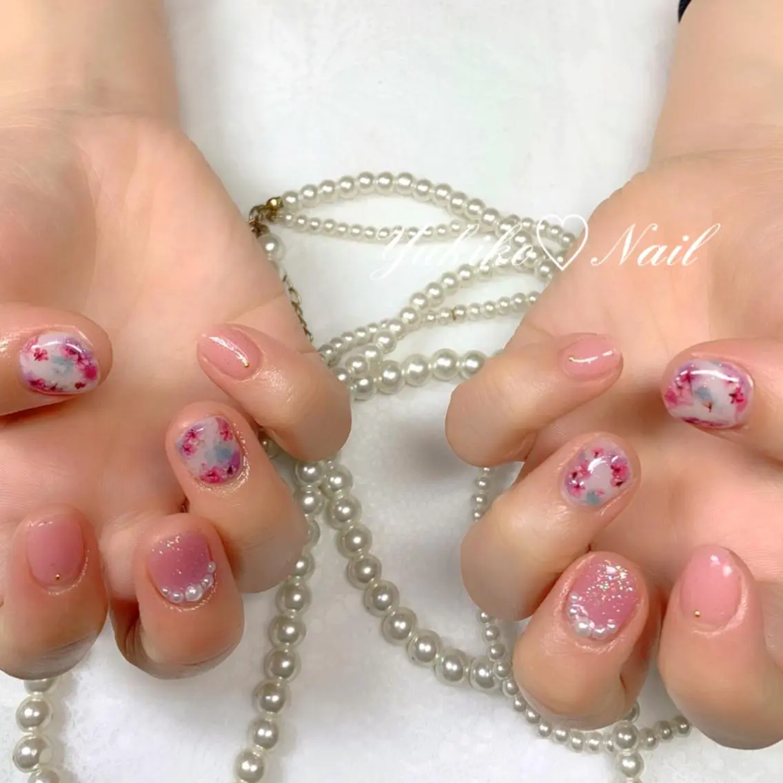 ネイル 桜ネイル ニュアンスネイル ハンドネイル ユキコ ネイルのネイルデザイン
