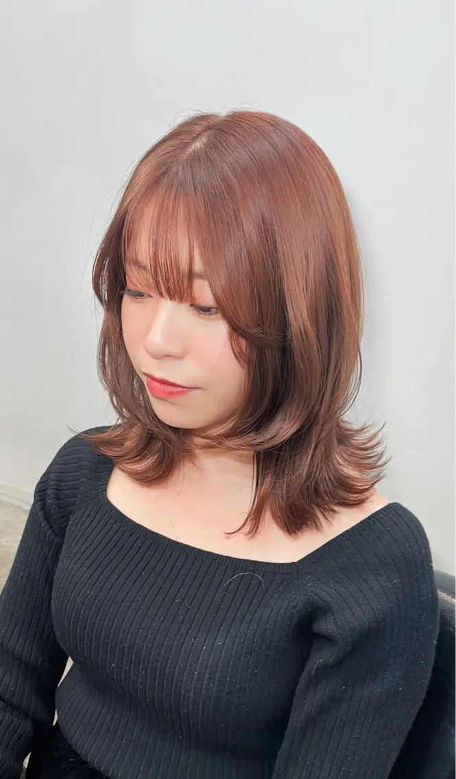 ミディアム カット ヘアカラー トリートメント レイヤー/デジパ SAKIのヘアスタイル