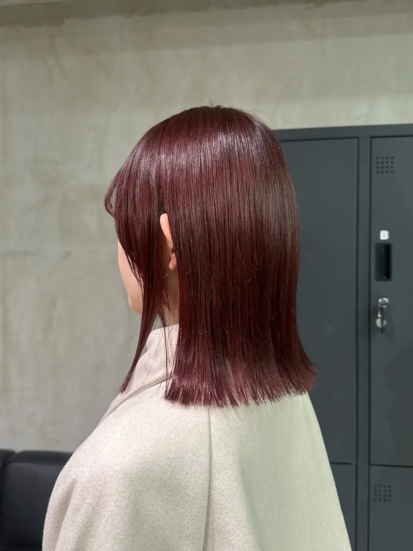 ミディアム カラー カシス ヘアカラー よしだ りんのヘアスタイル